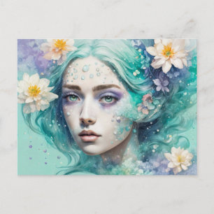 Water Nymph with Lotus Flowers Postcard