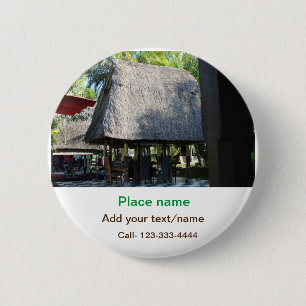 water ocean beach photo add name text place summer 6 cm round badge