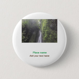 water ocean beach photo add name text place summer 6 cm round badge