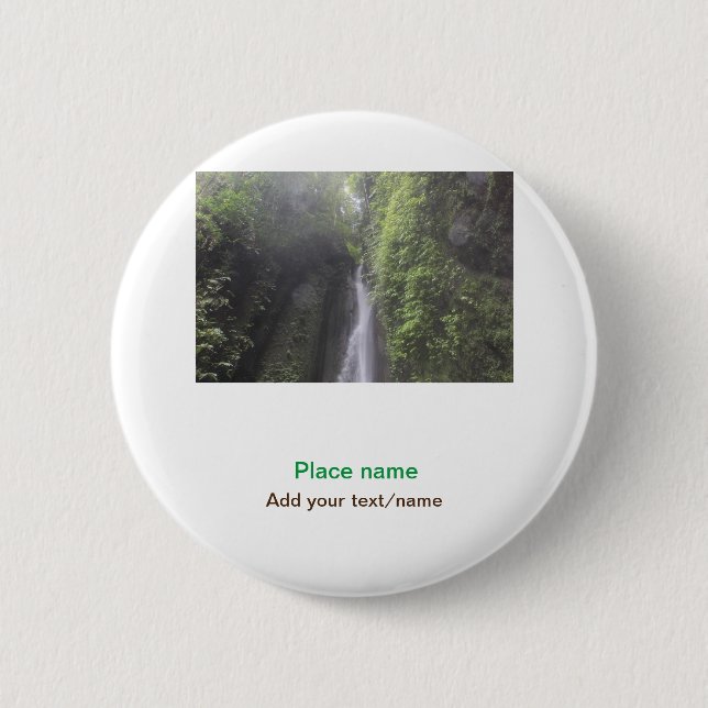 water ocean beach photo add name text place summer 6 cm round badge (Front)