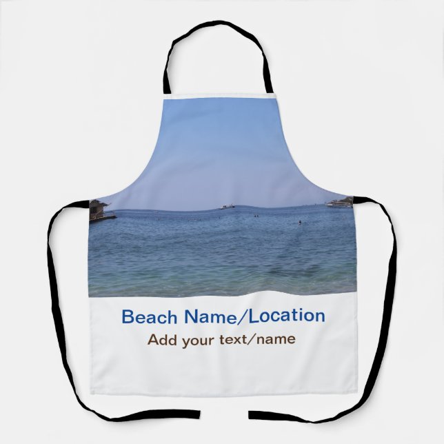 water ocean beach photo add name text place summer apron (Front)