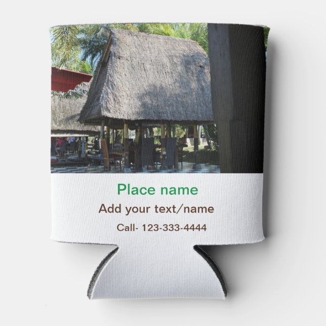 water ocean beach photo add name text place summer can cooler (Front)