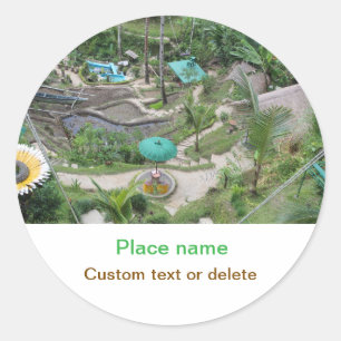 water ocean beach photo add name text place summer classic round sticker