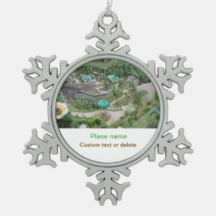 water ocean beach photo add name text place summer snowflake pewter christmas ornament