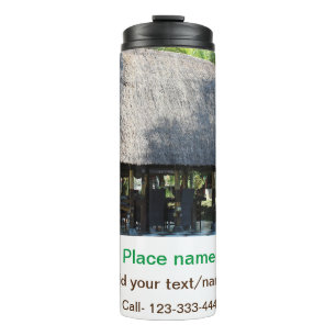water ocean beach photo add name text place summer thermal tumbler