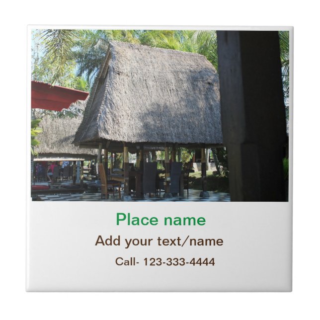 water ocean beach photo add name text place summer tile (Front)