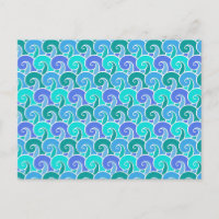 Water Ocean Waves in Blue Nautical Beach Pattern