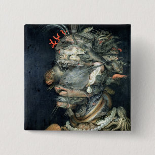 Water, (oil on canvas), Arcimboldo, Giuseppe 15 Cm Square Badge