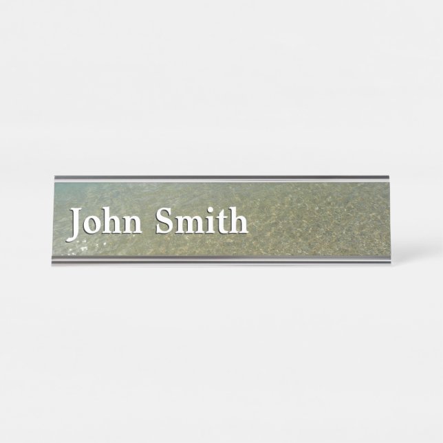Water on the Beach I Abstract Nature Photography Desk Name Plate (Front)