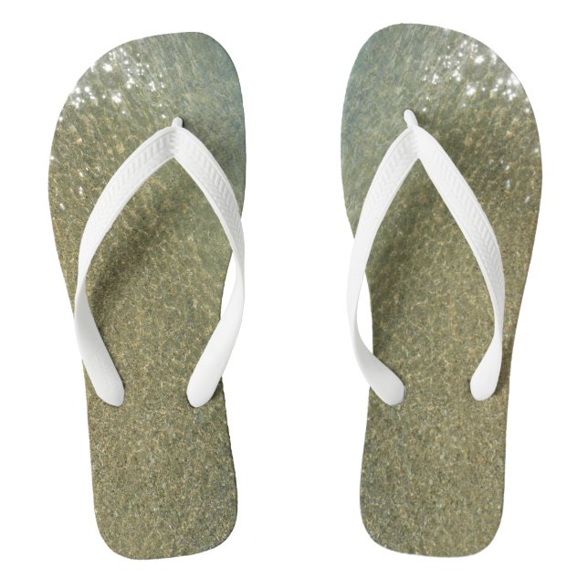 Water on the Beach I Abstract Nature Photography Flip Flops (Footbed)