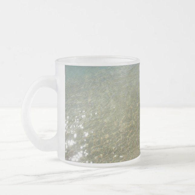 Water on the Beach I Abstract Nature Photography Frosted Glass Coffee Mug (Left)