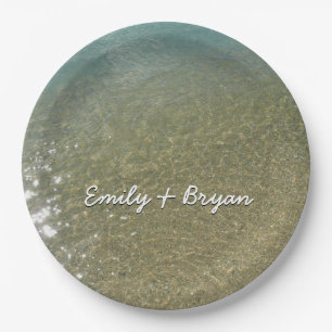 Water on the Beach I Abstract Nature Photography Paper Plate