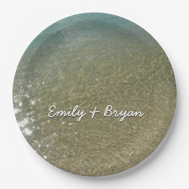Water on the Beach I Abstract Nature Photography Paper Plate (Front)