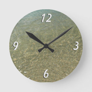 Water on the Beach I Abstract Nature Photography Round Clock