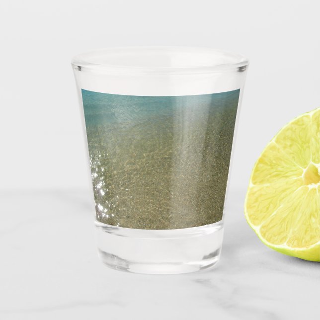Water on the Beach I Abstract Nature Photography Shot Glass (Front)