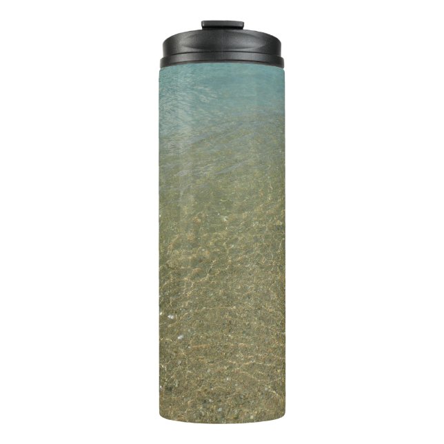 Water on the Beach I Abstract Nature Photography Thermal Tumbler (Front)