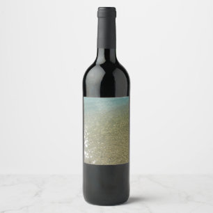Water on the Beach I Abstract Nature Photography Wine Label