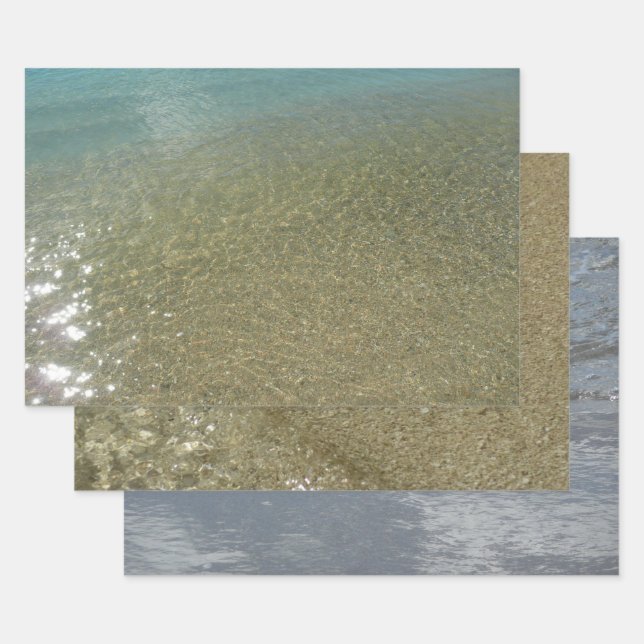 Water on the Beach I Abstract Nature Photography Wrapping Paper Sheet (Set)