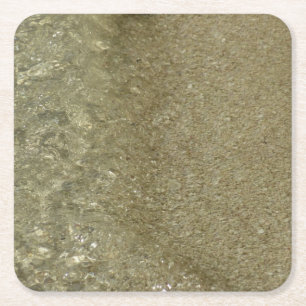 Water on the Beach II Abstract Nature Photography Square Paper Coaster