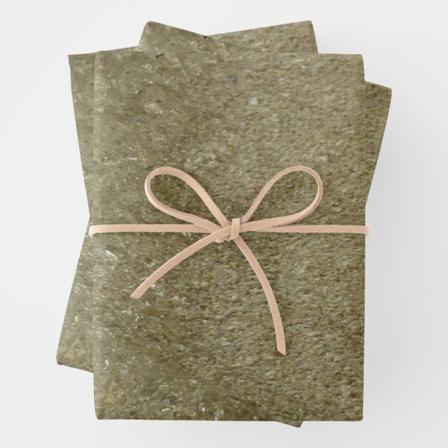 Water on the Beach II Abstract Nature Photography Wrapping Paper Sheet (In situ)