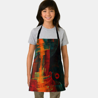 Water Orange Red Blue Modern Abstract Art Pattern Apron