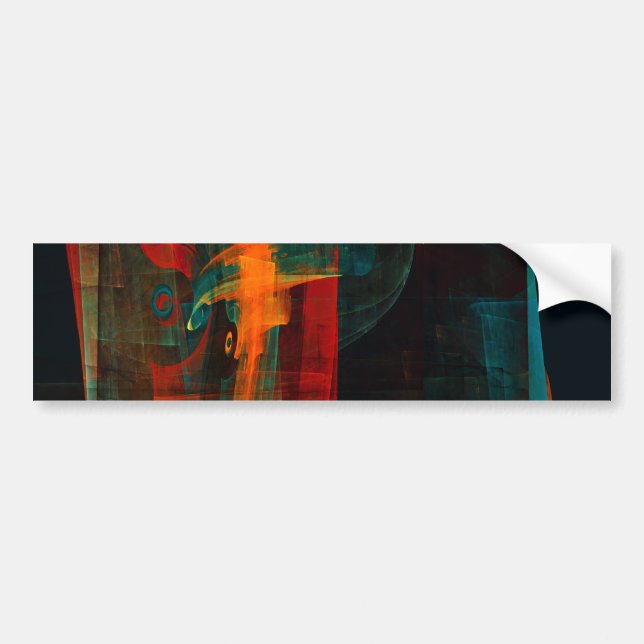 Water Orange Red Blue Modern Abstract Art Pattern Bumper Sticker (Front)