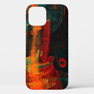Water Orange Red Blue Modern Abstract Art Pattern iPhone 12 Case