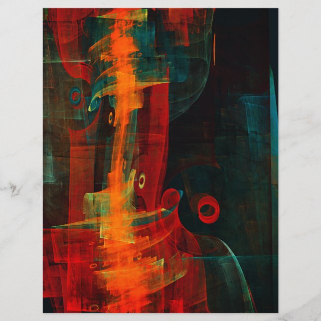 Water Orange Red Blue Modern Abstract Art Pattern Flyer (Front)