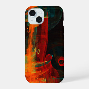 Water Orange Red Blue Modern Abstract Art Pattern iPhone 15 Case