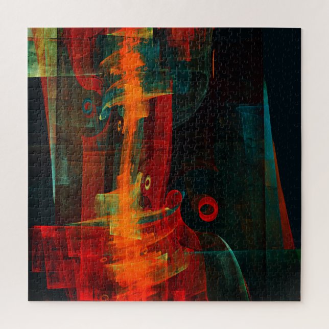 Water Orange Red Blue Modern Abstract Art Pattern Jigsaw Puzzle (Vertical)