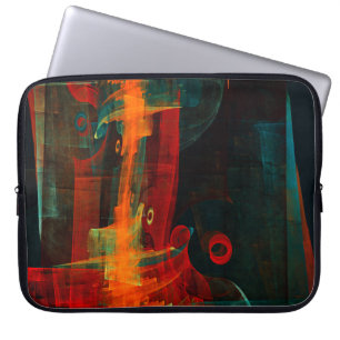 Water Orange Red Blue Modern Abstract Art Pattern Laptop Sleeve