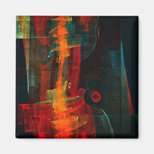 Water Orange Red Blue Modern Abstract Art Pattern Magnet