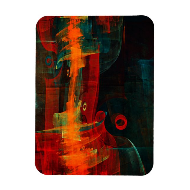 Water Orange Red Blue Modern Abstract Art Pattern Magnet (Vertical)