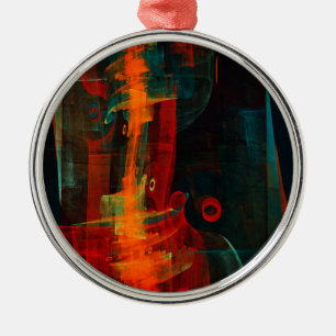Water Orange Red Blue Modern Abstract Art Pattern Metal Tree Decoration