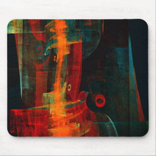 Water Orange Red Blue Modern Abstract Art Pattern Mouse Mat