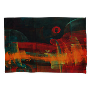Water Orange Red Blue Modern Abstract Art Pattern Pillowcase