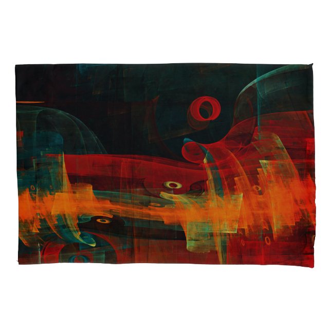 Water Orange Red Blue Modern Abstract Art Pattern Pillowcase (Front)