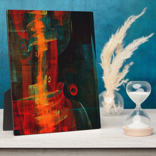 Water Orange Red Blue Modern Abstract Art Pattern Plaque (Side)