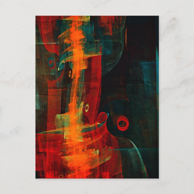 Water Orange Red Blue Modern Abstract Art Pattern Postcard (Front)