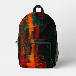 Water Orange Red Blue Modern Abstract Art Pattern Printed Backpack