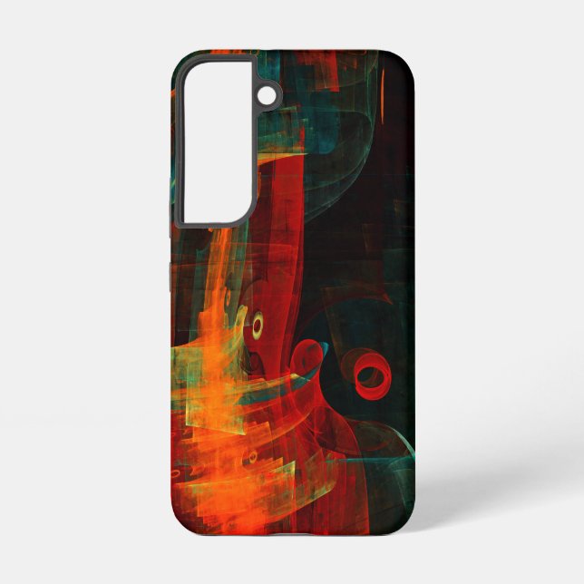 Water Orange Red Blue Modern Abstract Art Pattern Samsung Galaxy S22 Case (Back)
