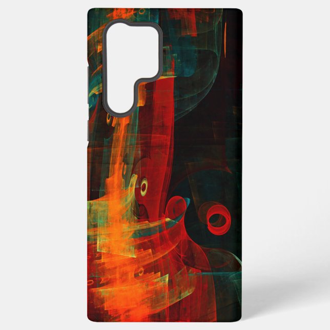 Water Orange Red Blue Modern Abstract Art Pattern Samsung Galaxy S22 Ultra Case (Back)