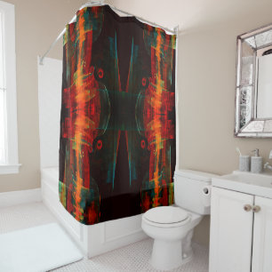 Water Orange Red Blue Modern Abstract Art Pattern Shower Curtain