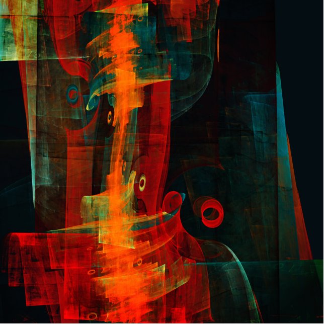 Water Orange Red Blue Modern Abstract Art Pattern Standing Photo Sculpture (Front)