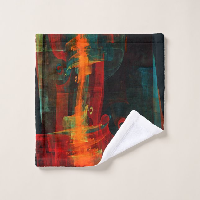 Water Orange Red Blue Modern Abstract Art Pattern Wash Cloth (Wash Cloth)