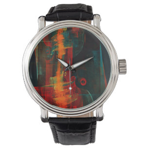 Water Orange Red Blue Modern Abstract Art Pattern Watch
