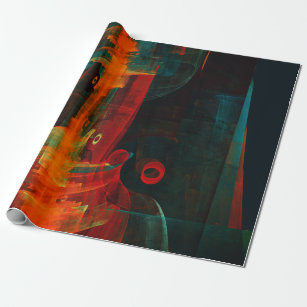 Water Orange Red Blue Modern Abstract Art Pattern Wrapping Paper