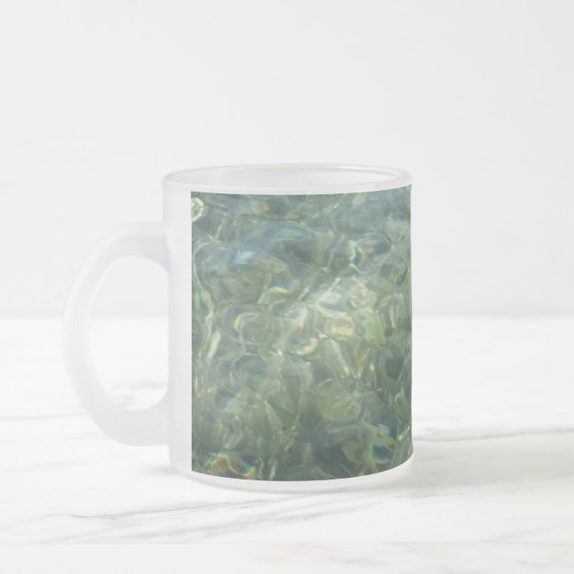 Water over Sea Grass I Caribbean Nature Frosted Glass Coffee Mug (Left)