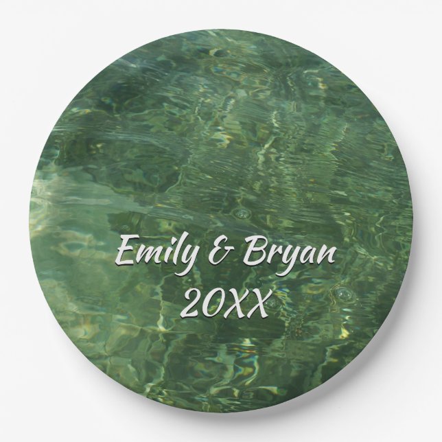 Water over Sea Grass II (Blue and Green) Photo Paper Plate (Front)