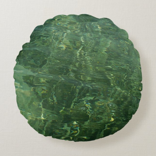 Water over Sea Grass II (Blue and Green) Photo Round Cushion (Front)